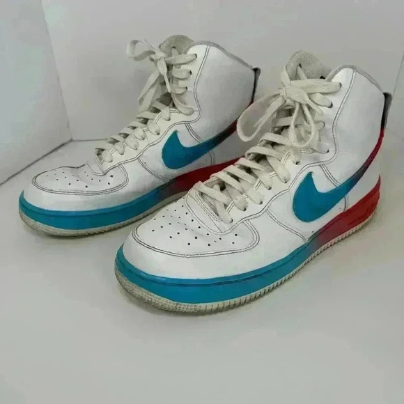 Nike Air Force 1 High Gradient White Blue Fury Ember Glow Men's Size 10 CJ0525 - Picture 2 of 11